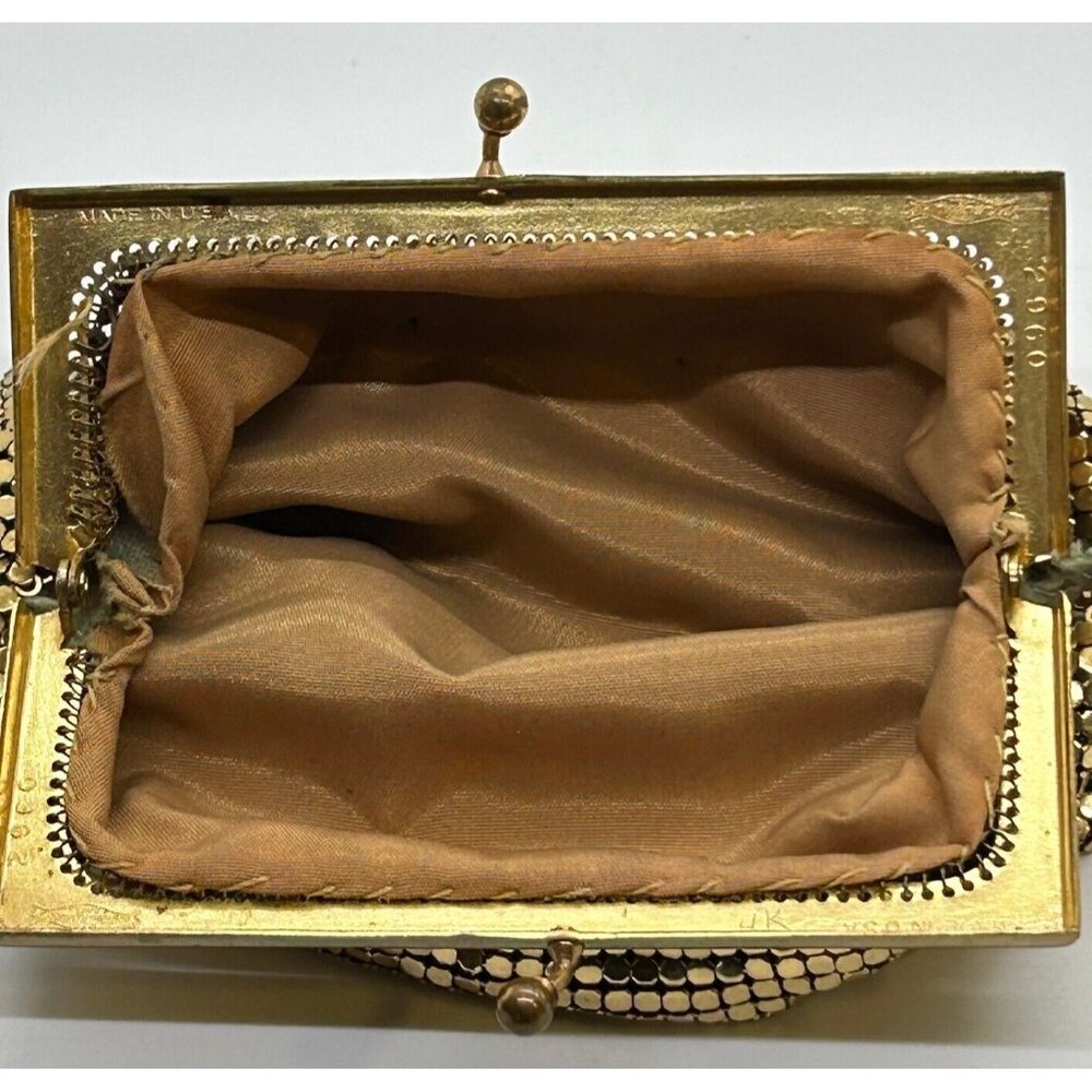 Vintage Whiting & Davis Gold Mesh Evening Bag Purse Clutch Formal Wedding 1950s - Picture 11 of 16